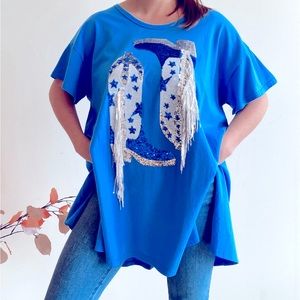 Cute Sequin & Fringe Cowboy Rodeo Boots Top
